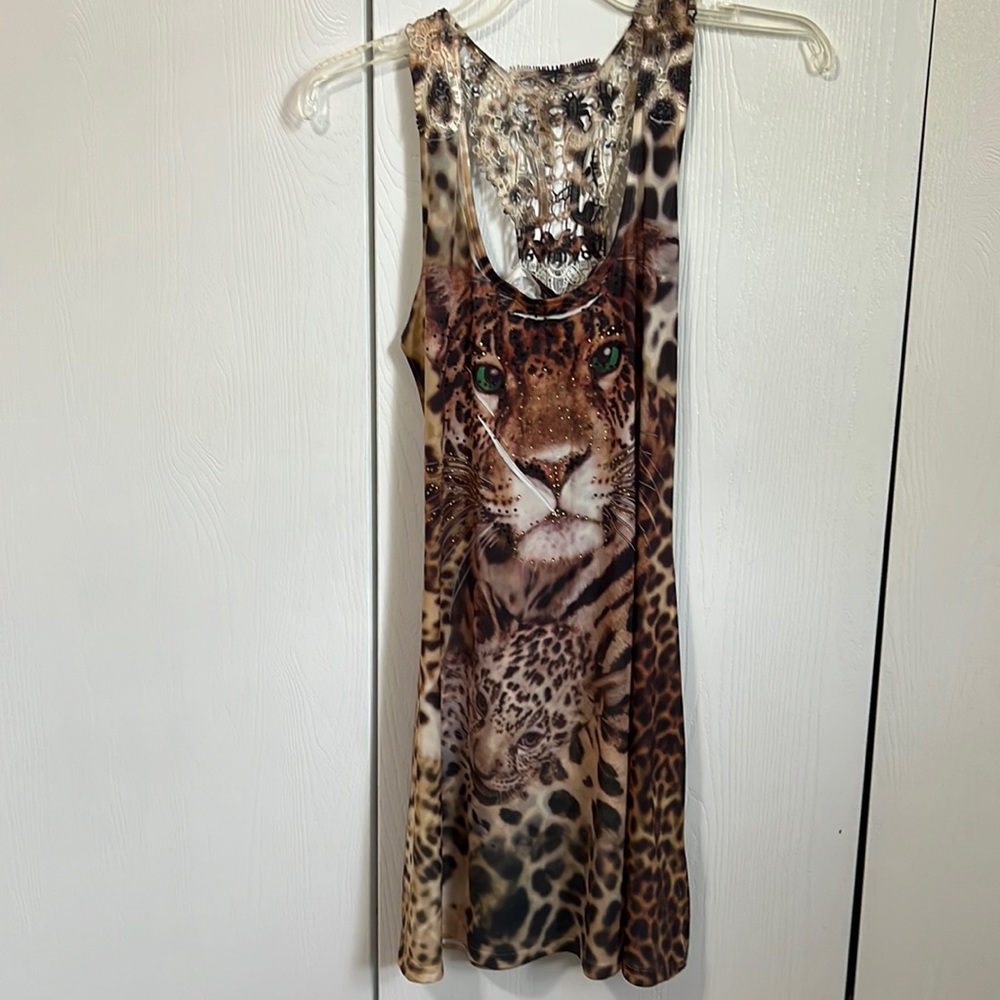 New with tags ocean blue Basix Dress leopard big cat